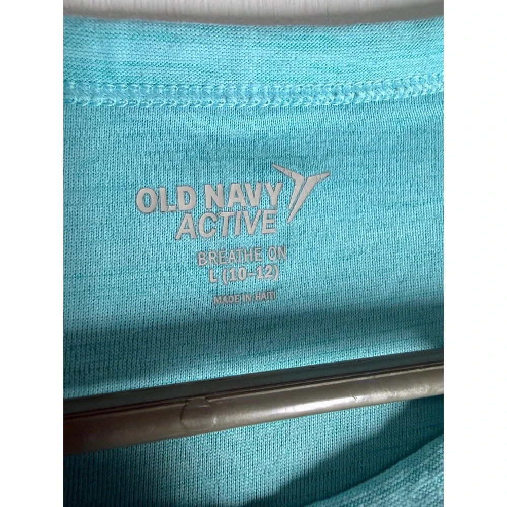 Old Navy Girls Teal Fueled By Sunshine Active Breathe On Tank Top Size L 10-12